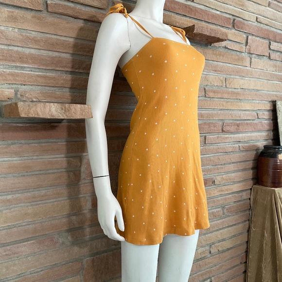 Yellow Polka Dot Mini Dress - Picture 1 of 8